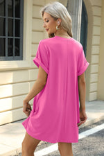 Florira Short Sleeve Mini Dress with Pockets - Ladyez