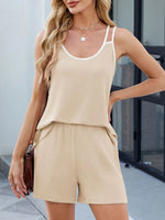 Casual Ribbed Tank Top and Shorts Set