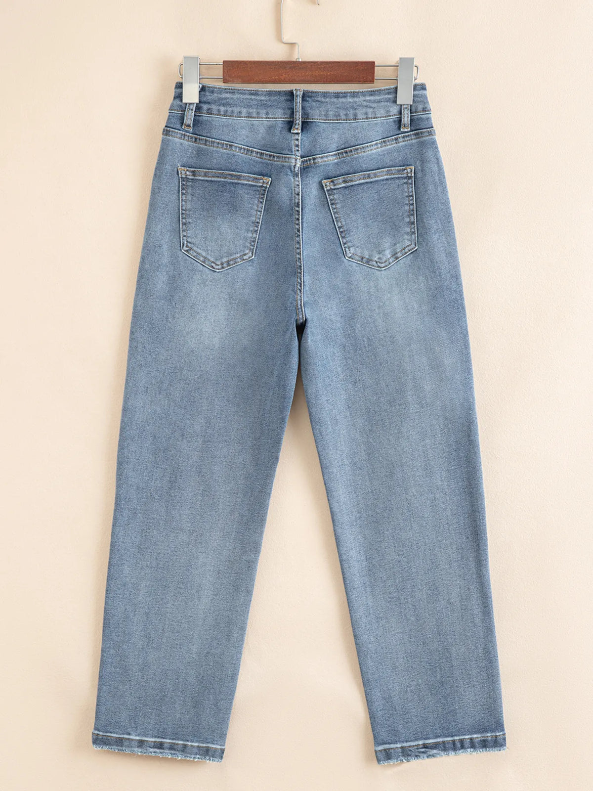 Distressed Ankle-length Straight Jeans - Ladyez