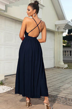 Sleeveless Plunge Neck Slit Maxi Dress - Ladyez