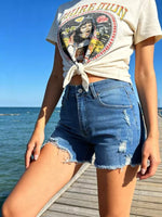 Distressed Frayed Hem Denim Shorts
