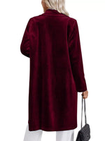 Lapel Collar Long Sleeve Longline Coat