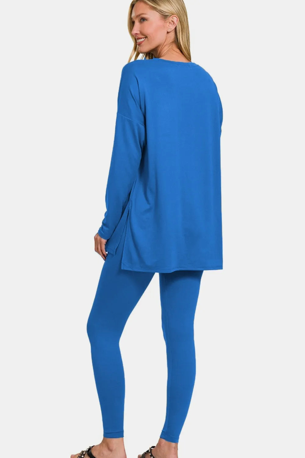 Zenana Full Size Brushed Microfiber Top and Leggings Lounge Set - Ladyez