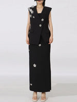 Flower Sleeveless Vest and Skirt Set