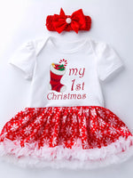 Children's Christmas One Piece Dress with Headband