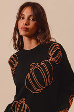 SO ME Pumpkin Embroidered Halloween Thanksgiving Sweater