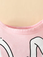 Children's Bunny Long Sleeve Bodysuit and Pants Set with Headscarf