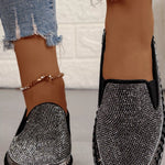 Rhinestone Round Toe Platform Loafers