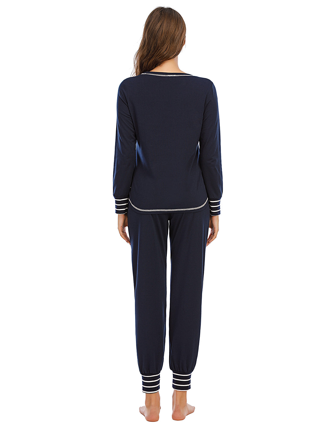 Round Neck Top and Pants Lounge Set - Ladyez
