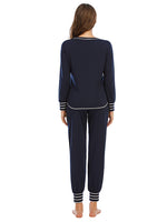 Round Neck Top and Pants Lounge Set - Ladyez