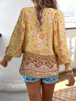 Floral Print Tie Neck Bohemian Blouse