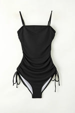 Drawstring Spaghetti Strap One-Piece Swimwear - Ladyez