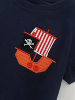 Children's Pirate Ship Applique Tee and Dinosaur Shorts Set