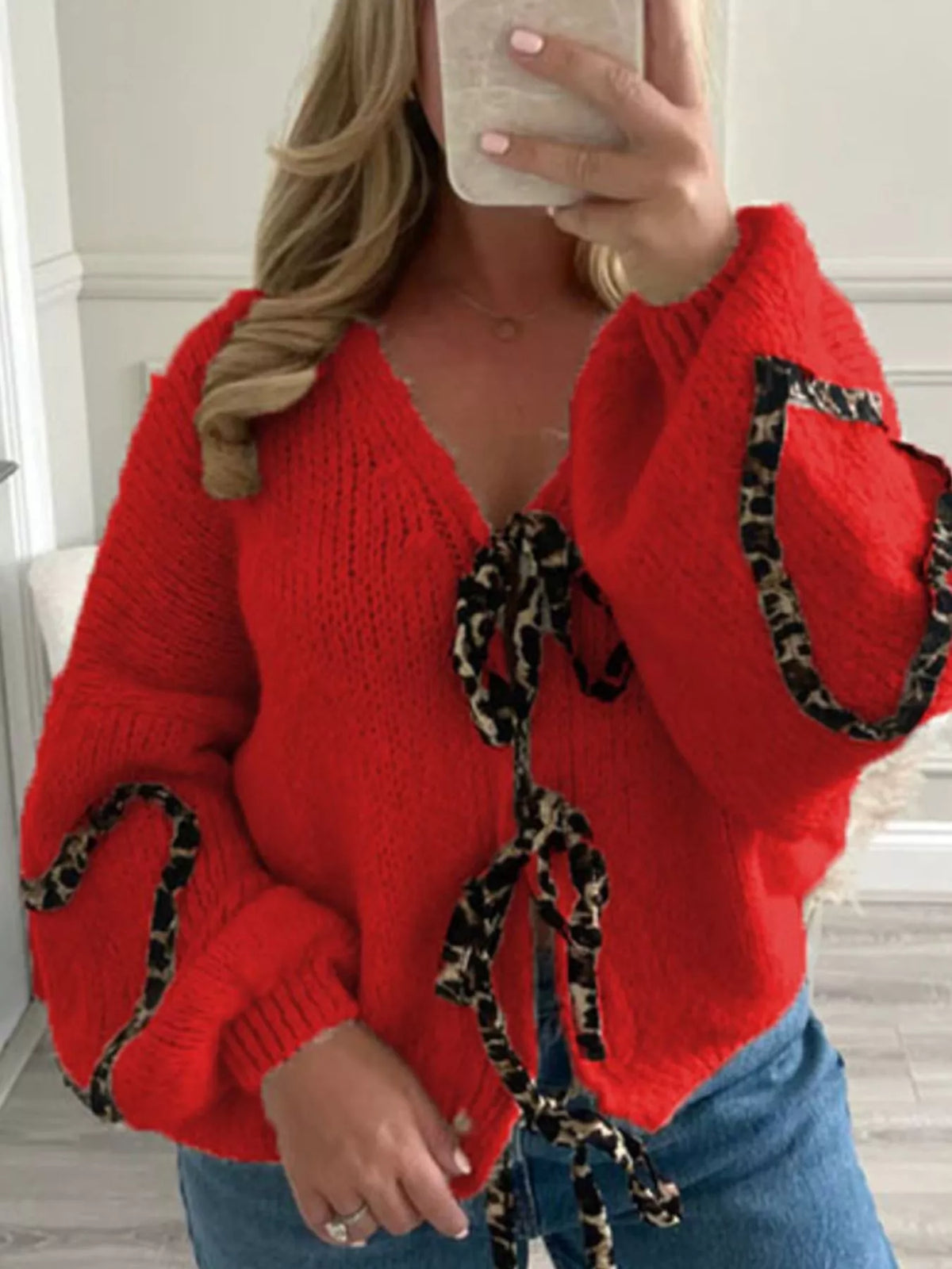Tie Front Long Sleeve Sweater