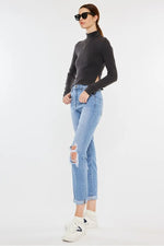Kancan High Rise Distressed Mom Jeans - Ladyez