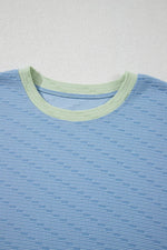 Contrast Round Neck Top and Shorts Set