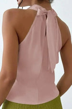 Satin Cowl Neck Sleeveless Blouse - Ladyez