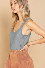 POL Ribbed Tank Top with Metallic Stud Detail - Ladyez