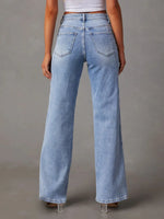 High Waist Straight Jeans with Pockets
