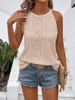 Textured Round Neck Tank - Ladyez