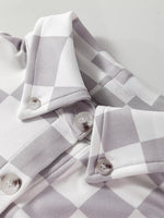 Checkerboard Flap Pocket Button Front Shacket