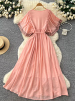 Tie Neck Short Sleeve Dress