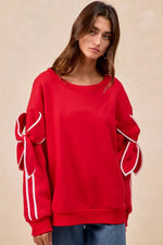 BiBi Bow Detail Sleeves Fleece Sweatshirt