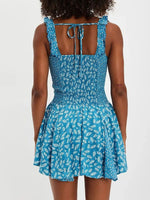 Floral Scoop Neck Mini Dress with Ruffle Hem