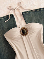 Embellished Front Halter Neck Cami