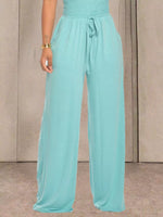 Strapless Smocked Wide-Leg Jumpsuit