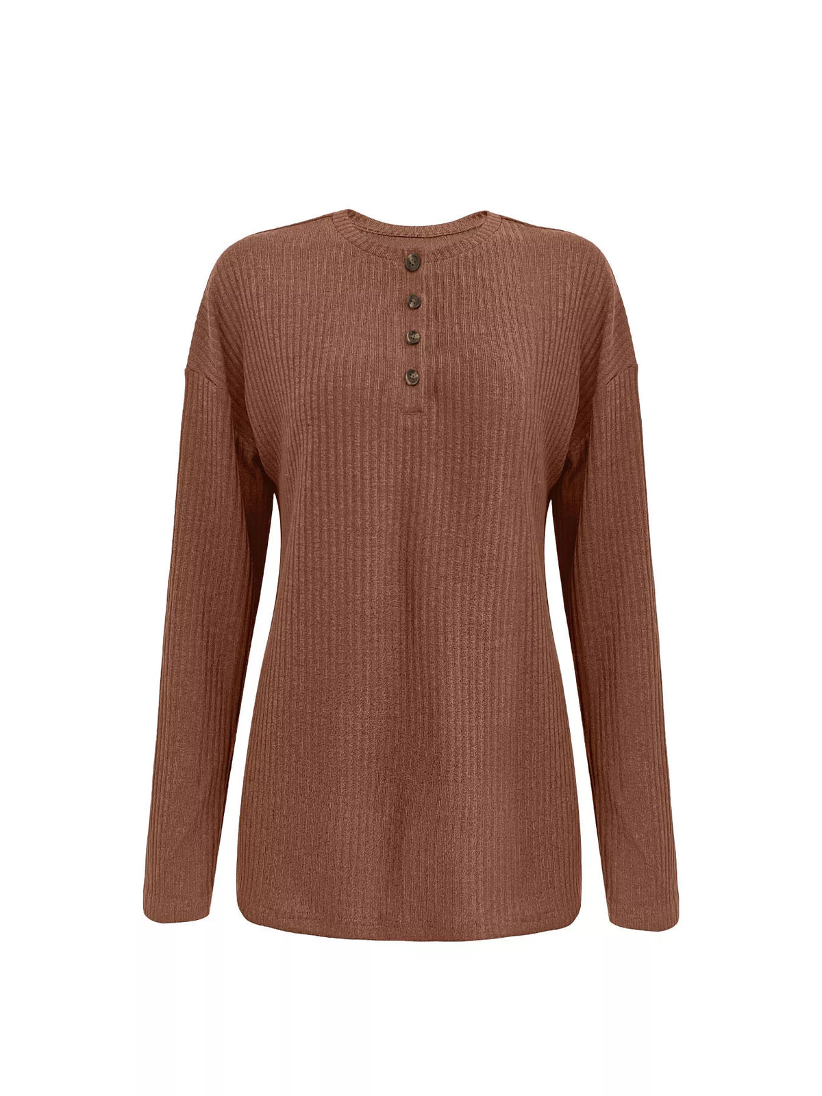 Button-Detail Dropped Shoulder Top
