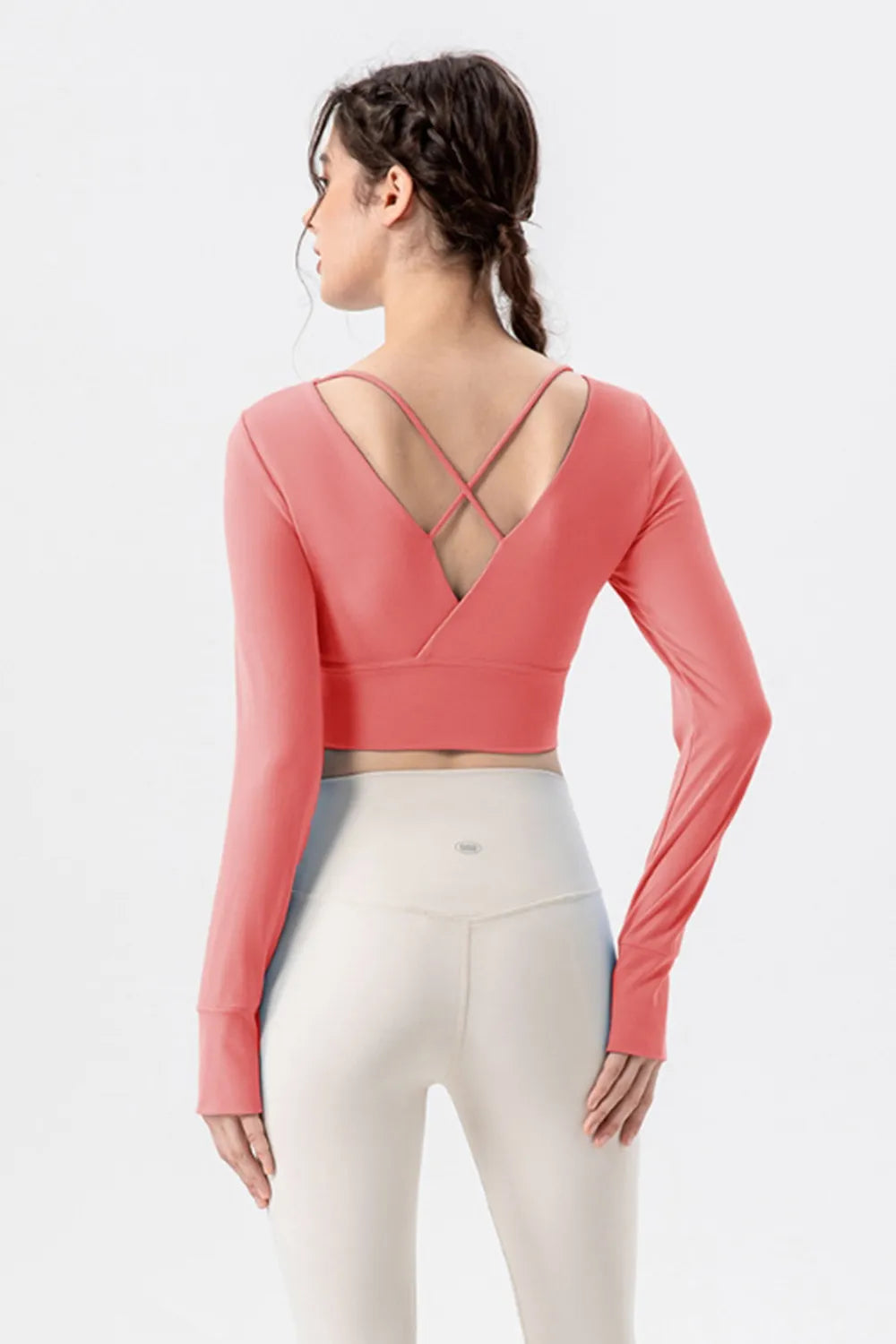 Square Neck Crisscross Active T-Shirt - Ladyez