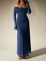 Glitter Off-Shoulder Maxi Dress