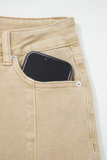 Solid Color Seamed Center Wide Leg Cropped Jeans