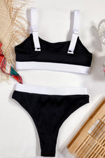 Color Block Scoop Neck Bikini Set - Ladyez