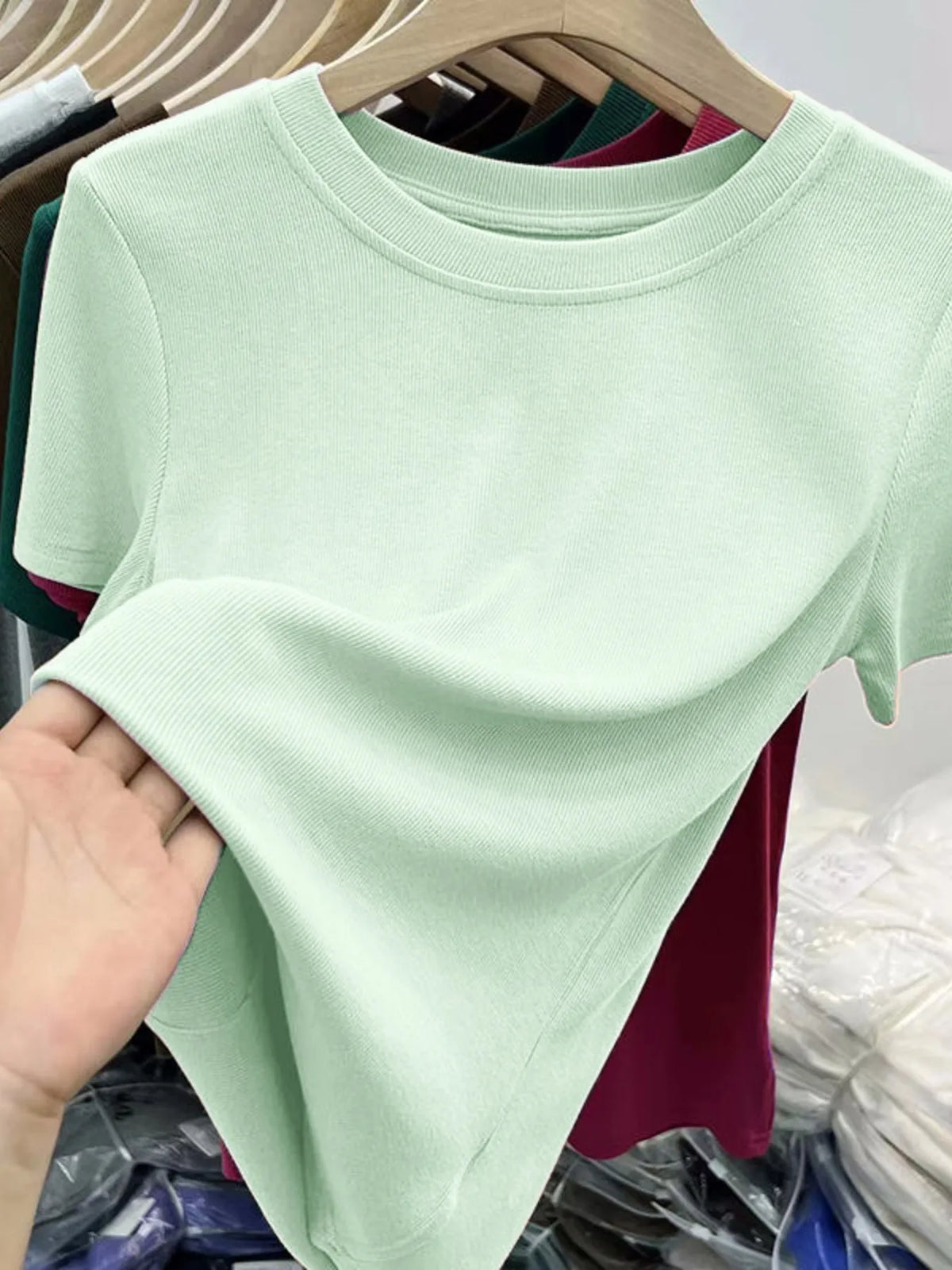 Crew Neck Short Sleeve T-Shirt - Ladyez