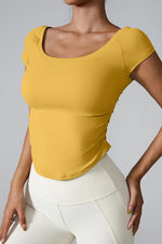 Round Neck Short Sleeve Active T-Shirt - Ladyez