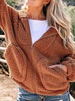 Zip Up Hooded Sherpa Jacket