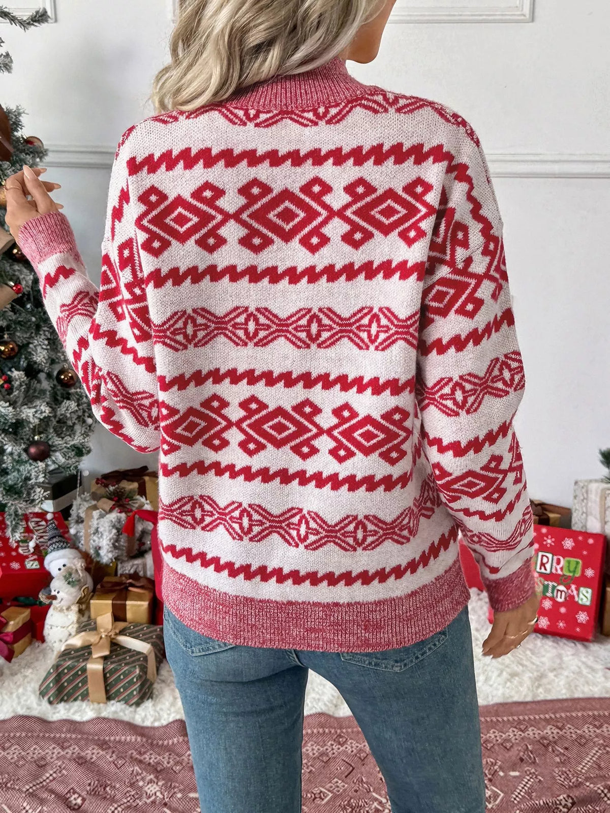 CHEERS Round Neck Long Sleeve Christmas Sweater