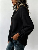 Waffle Knit Long Sleeve Top