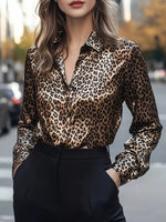 Leopard Button Up Long Sleeve Shirt