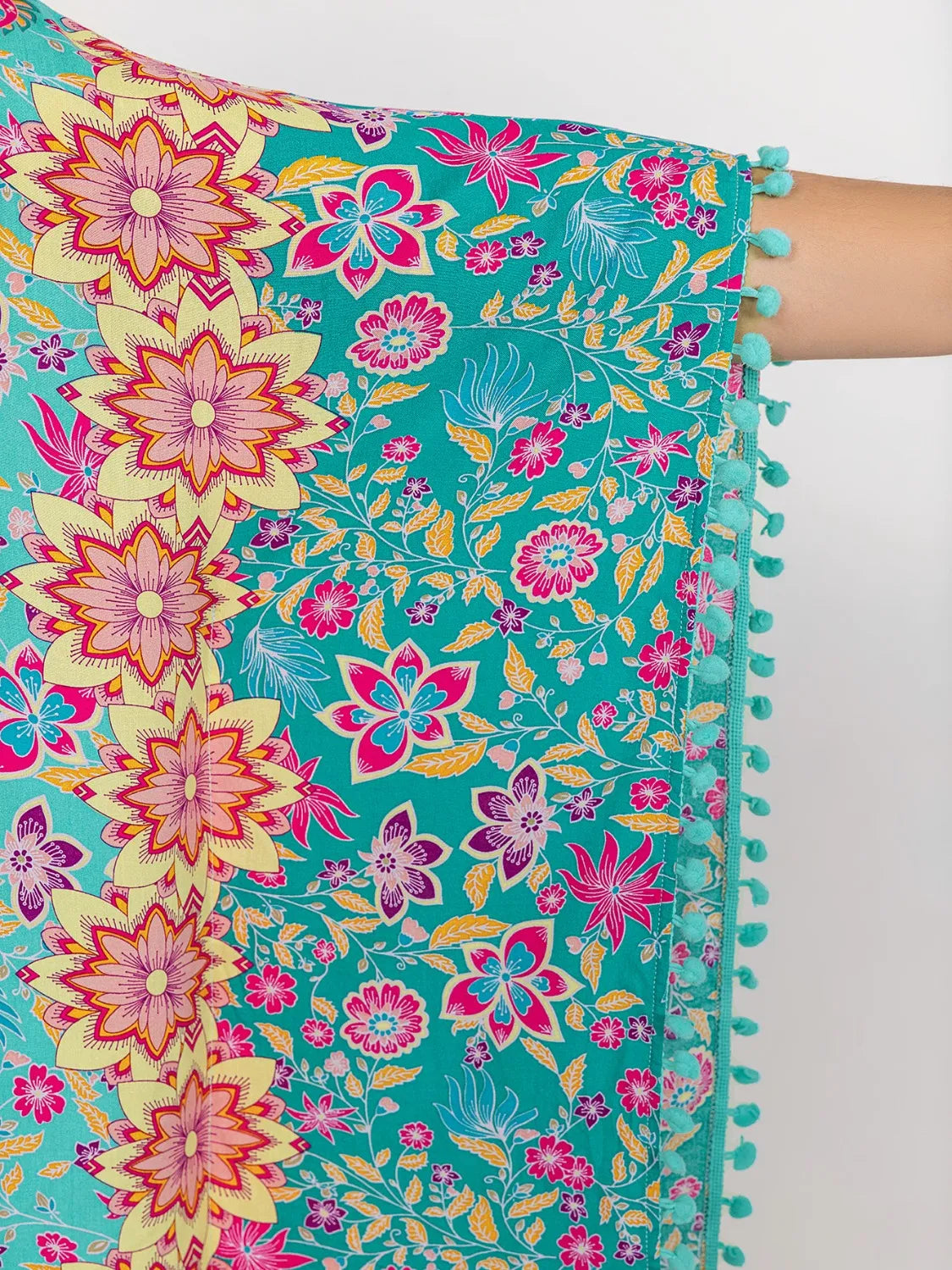 Plus Size Printed Open Front Cover-Up - Ladyez