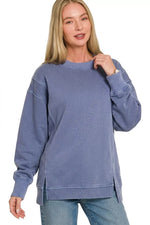 Zenana Pigment Dye Exposed-seam Fleece Sweatshirt
