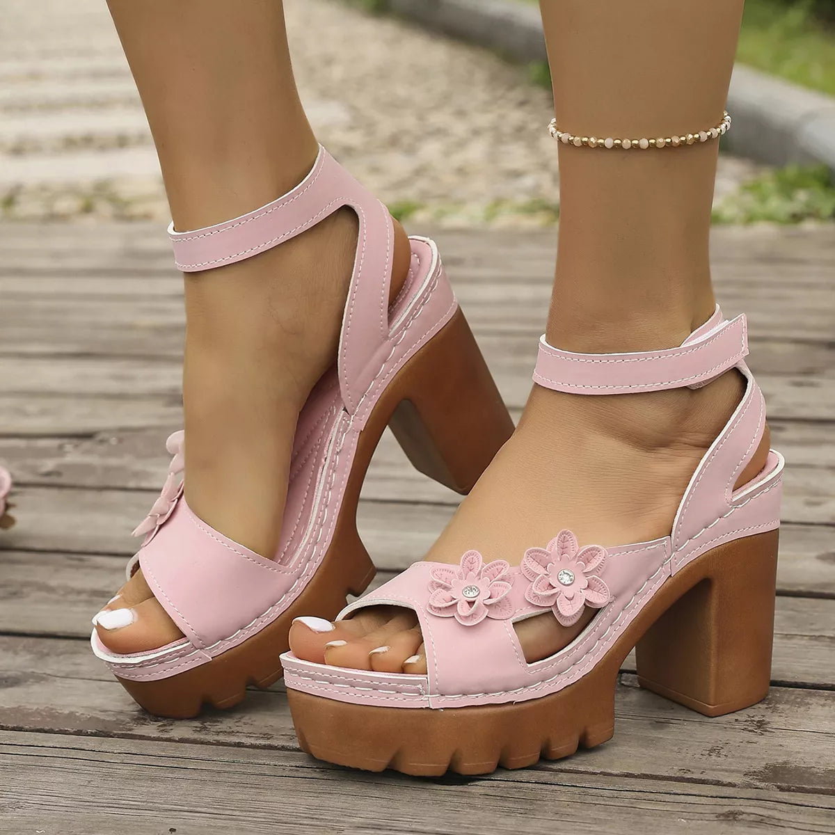 Open Toe Block Heels Sandals
