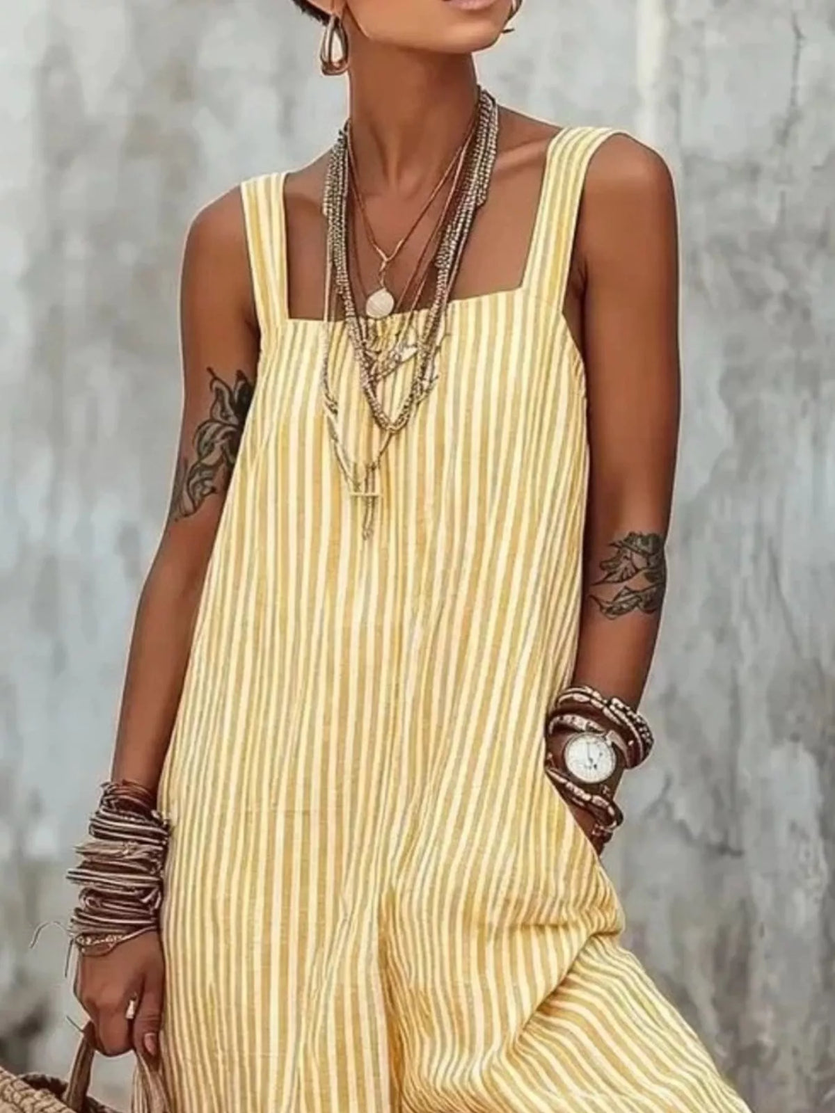 Full Size Striped Wide-Leg Jumpsuit Plus Size