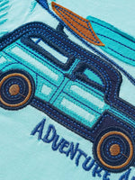 Children's Car Graphic Short Sleeve Tee and Plaid Shorts Set