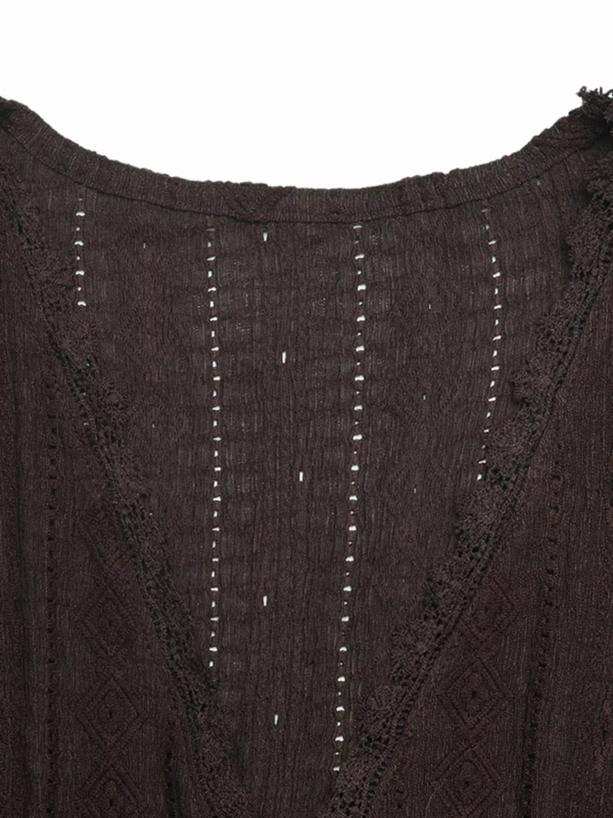 Lace Detail Ruffle Sleeve V-Neck Blouse