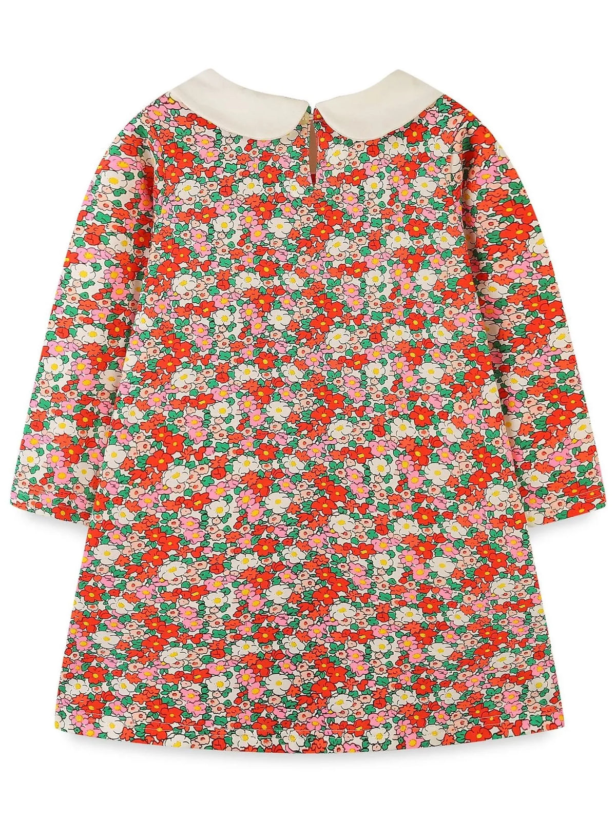 Children's Floral Print Long Sleeve Peter Pan Collar Dress