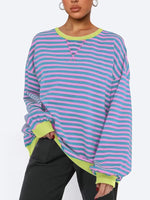Striped Round Neck Long Sleeve Sweatshirt