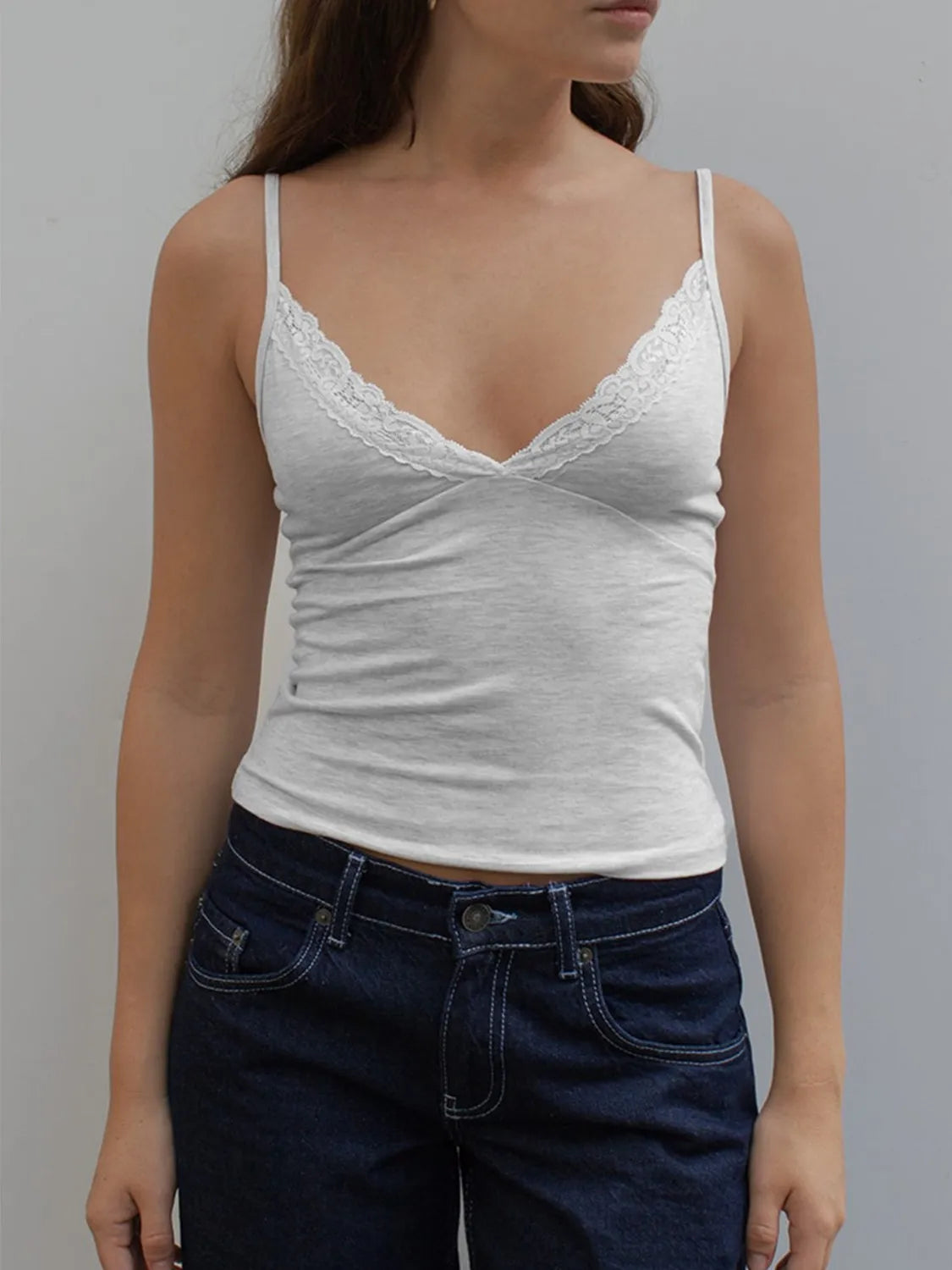 Lace Trim V-neck Cami Top - Ladyez